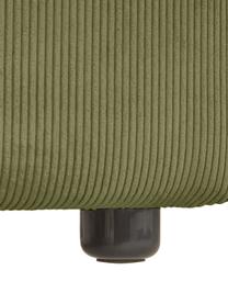 Sofá rinconera de pana Melva (3 plazas), Tapizado: pana (92% poliéster, 8% p, Estructura: madera de pino maciza, ce, Patas: plástico, Pana verde, An 239 x F 143 cm, chaise longue izquierda