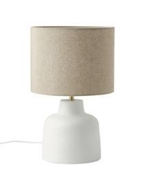 Lámpara de mesa de cemento Ike, estilo moderno, Pantalla: 100% lino, Blanco, beige, Ø 28 x Al 45 cm
