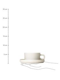 Petites tasses à texture mate/brillante Pilar, 2 pièces, Céramique, Blanc crème, Ø 9 x haut. 5 cm, 170 ml