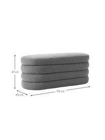 Ławka tapicerowana bouclé Alto, Tapicerka: bouclé (100% poliester) D, Stelaż: lite drewno sosnowe, skle, Szary bouclé, S 110 x W 47 cm
