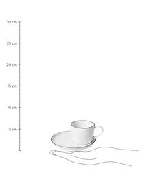 Taza de café con platito artesanal de porcelana Salt, Porcelana, Blanco crudo con borde negro, Ø 8 x Al 7 cm, 150 ml