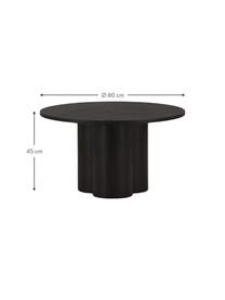 Kulatý dřevěný konferenční stolek Olivia, MDF deska (dřevovláknitá deska střední hustoty), Dřevo, černě lakované, Ø 80 cm