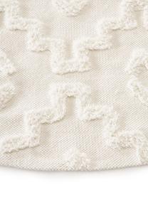 Alfombra redonda de algodón texturizada Idris, 100% algodón, Blanco crema, Ø 120 cm (Tamaño S)