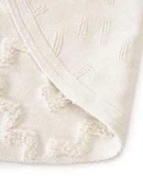 Alfombra redonda de algodón texturizada Idris, 100% algodón, Blanco crema, Ø 120 cm (Tamaño S)