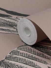 Papel pintado mural Graphic Nature, Tejido no tejido, Rosa, beige, gris, An 300 x Al 280 cm