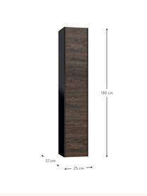Mueble de baño alto Ago, 25 cm, Estantes: vidrio, aglomerado con lá, Negro, aspecto madera de fresno, An 25 x Al 130 cm