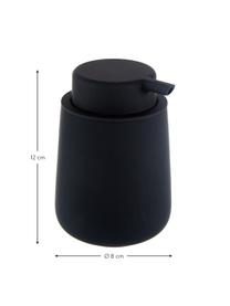 Distributeur de savon en porcelaine Push, Noir, Ø 8 x haut. 12 cm