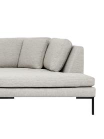 Sofa narożna z metalowymi nogami Emma, Tapicerka: poliester Dzięki tkaninie, Stelaż: lite drewno sosnowe z cer, Nogi: metal malowany proszkowo, Beżowa tkanina, S 302 x G 220 cm, prawostronna
