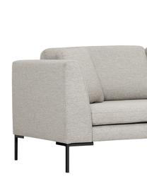 Sofa narożna z metalowymi nogami Emma, Tapicerka: poliester Dzięki tkaninie, Stelaż: lite drewno sosnowe z cer, Nogi: metal malowany proszkowo, Beżowa tkanina, S 302 x G 220 cm, prawostronna