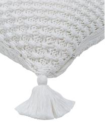 Pletený povlak na polštář se střapci Astrid, 100% česaná bavlna, Bílá, Š 50 cm, D 50 cm