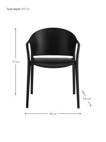 Umělohmotné židle s područkami Monti, 2 ks, Umělá hmota, Černá, Š 56 cm, H 54 cm