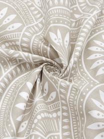 Vzorované oboustranné povlečení z organické bavlny Tiara, Taupe, krémově bílá, 200 x 200 cm + 2 polštáře 80 x 80 cm