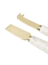 Set 4 coltelli da formaggio con manico in marmo Agata, Posate: metallo, Dorato, bianco, marmorizzato, Lunghezza 14 cm