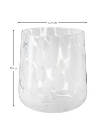 Vasos artesanales estampados Oakley, 4 uds., Vidrio, Blanco, Ø 9 x Al 10 cm, 370 ml