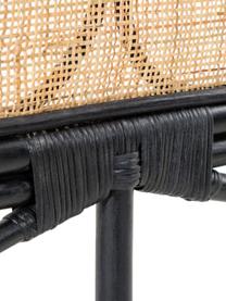 Rattan-Kopfteil Lalita, Rahmen: Rattan, lackiert, Platte: Rattangeflecht, Rattan, Schwarz, B 170 x H 120 cm
