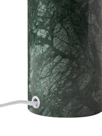Tischlampe Gia mit Marmorfuß in Dunkelgrün, Lampenschirm: 50 % Leinen, 50 % Polyest, Lampenfuß: Marmor, Grün, Marmor, Ø 30 x H 39 cm