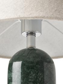 Lámpara de mesa mármol Gia, Pantalla: 50% lino, 50% poliéster, Cable: cubierto en tela, Beige, verde oscuro, veteado, Ø 30 x Al 39 cm