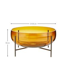 Große Design-Schale Échasse Ø 30 cm, Schale: Glas, mundgeblasen, Gestell: Messing, Braun, Bronze, Ø 30 x H 14 cm