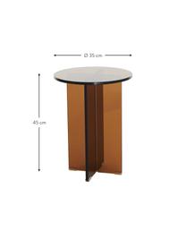 Runder Beistelltisch Iris mit Glasplatte, Tischplatte: Glas, gehärtet, Gestell: Glas, gehärtet, Braun, semi-transparent, Ø 35 x H 45 cm