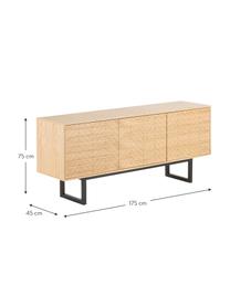 Enfilade plaquée chêne Camden, Bois, larg. 175 x haut. 75 cm