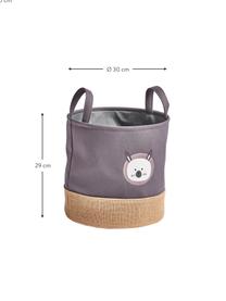 Panier de rangement enfant Hase, Polyester, jute, Lilas, gris, beige, Ø 30 x haut. 29 cm