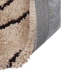 Handgetufteter Hochflor-Läufer Davin, Flor: 100% Polyester-Mikrofaser, Taupe, Schwarz, B 80 x L 250 cm