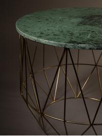 Okrągły stolik pomocniczy z marmuru Boss, Blat: marmur, Stelaż: metal mosiądzowany, Blat: zielony, marmurowy Nogi: mosiężny, Ø 51 x W 42 cm