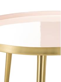 Tavolino rotondo in metallo Amalia, Piano d'appoggio: , Piano d'appoggio: rosa chiaro Gambe: dorato, Ø 50 x Alt. 42 cm