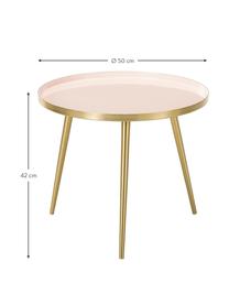 Table d'appoint ronde métal Amalia, Plateau : rose pastel Pieds de table : couleur dorée, Ø 50 x haut. 42 cm