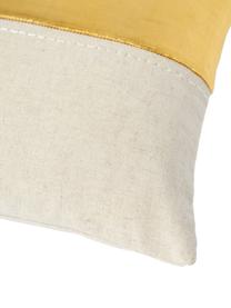 Funda de cojín de terciopelo bordada Farah, Parte superior: mezcla de algodón (70% al, Parte trasera: mezcla de algodón (70% al, Dorado, beige, An 30 x L 50 cm