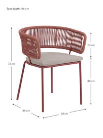 Gartenstuhl Nadin mit geflochtenem Seil, Gestell: Metall, verzinkt und lack, Bezug: Polyester, Altrosa, B 58 x T 48 cm