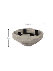Kerzenhalter Nuki aus Stein, Schale: Stein, Kerzenhalter: Metall, beschichtet, Grau, Ø 23 x H 10 cm