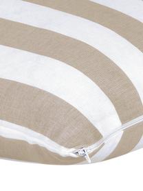 Gestreifte Kissenhülle Timon in Beige/Weiß, 100% Baumwolle, Taupe, Weiß, B 40 x L 40 cm