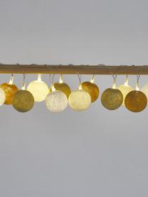 LED lichtslinger Colorain, 378 cm, 20 lampions, Lampions: polyester, WFTO gecertifi, Wit, crèmekleurig, beige, mosterdgeel, L 378 cm
