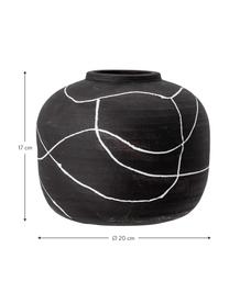 Kleine vaas Niza van terracotta, Terracottarood, Zwart, wit, Ø 20 x H 17 cm