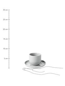 Tazzina caffè in porcellana con piattino Nessa 4 pz, Porcellana a pasta dura di alta qualità, Grigio chiaro, Ø 7 x Alt. 6 cm