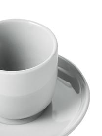 Tazzina caffè in porcellana con piattino Nessa 4 pz, Porcellana a pasta dura di alta qualità, Grigio chiaro, Ø 7 x Alt. 6 cm
