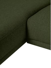 Petit canapé d'angle avec pieds en métal Fluente, Tissu vert foncé, larg. 198 x prof. 152 cm, méridienne à gauche