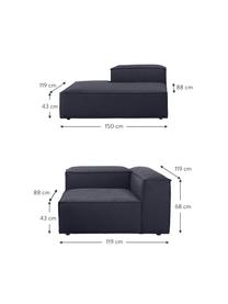 Chaise longue componibile Lennon, Rivestimento: 100% poliestere Con 115.0, Struttura: legno di pino massiccio, , Piedini: plastica, Tessuto blu scuro, Larg. 269 x Prof. 119 cm, schienale a destra