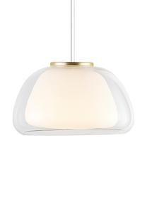 Hanglamp Jelly van glas, Lampenkap: glas, Diffuser: glas, Decoratie: metaal, Transparant, wit, Ø 39 x H 23 cm
