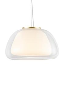 Hanglamp Jelly van glas, Lampenkap: glas, Diffuser: glas, Decoratie: metaal, Transparant, wit, Ø 39 x H 23 cm