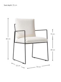 Krzesło tapicerowane z metalowym stelażem Wayne, Tapicerka: 97% poliester, 3% len Dzi, Stelaż: metal malowany proszkowo, Biała tkanina, S 54 x G 52 cm
