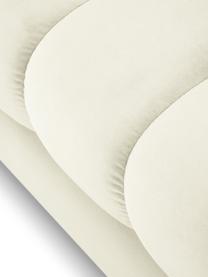 Sofa narożna z aksamitu Mamaia (5-osobowa), Tapicerka: 100% aksamit poliestrowy , Stelaż: lite drewno sosnowe, płyt, Kremowobiały aksamit, S 293 x G 185 cm, prawostronna