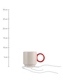 Porzellan-Tassen Noor in Greige/Rot, 2 Stück, Porzellan, Greige, Rot, Ø 8 x H 8 cm, 250 ml