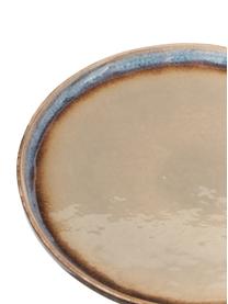 Platos postre artesanales Nomimono, 2 uds., Gres, Tonos grises, beige y azules, Ø 17 cm