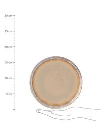 Platos postre artesanales Nomimono, 2 uds., Gres, Tonos grises, beige y azules, Ø 17 cm