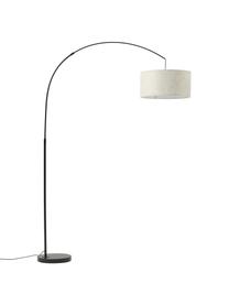 Lampada grande ad arco nera-beige Niels, Base della lampada: metallo spazzolato, Paralume: lino, Nero, beige, Ø 50 x Alt. 218 cm