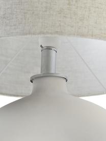 Grote keramische tafellamp Gisella, Lampenkap: linnenmix, Lampvoet: keramiek, Beige, wit, Ø 35 x H 55 cm