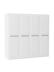 Szafa modułowa Charlotte, 4-drzwiowa, różne warianty, Korpus: płyta wiórowa pokryta mel, Biały, W 200 cm, Basic