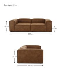 Sofá modular de cuero Lennon (3 plazas), Tapizado: cuero reciclado (70% cuer, Estructura: madera de pino maciza, ma, Patas: plástico Las patas están , Cuero marrón, An 238 x F 119 cm